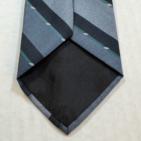 Salem Town Tie Men’s Regimental Striped Necktie Gray Black Green Polyester USA - Picture 4 of 6